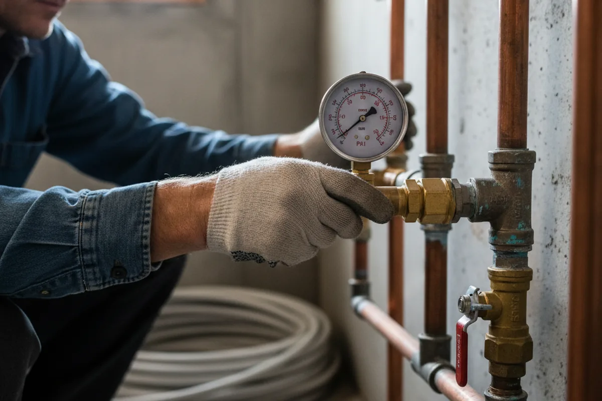 Pressure testing a repaired line during Water Line Repair in Tennessee Ridge